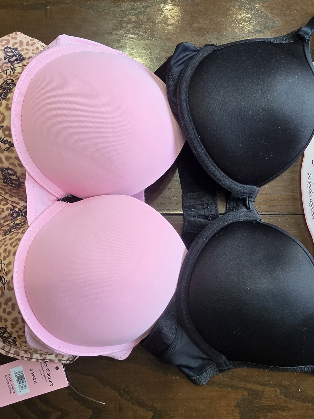 Juicy Couture Pink and Black Padded Push-Up Bra Duo